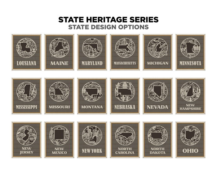 State Heritage Collection – Handcrafted Wooden State Signs & Ornaments | 52 Designs Including All 50 States, Puerto Rico & Guam