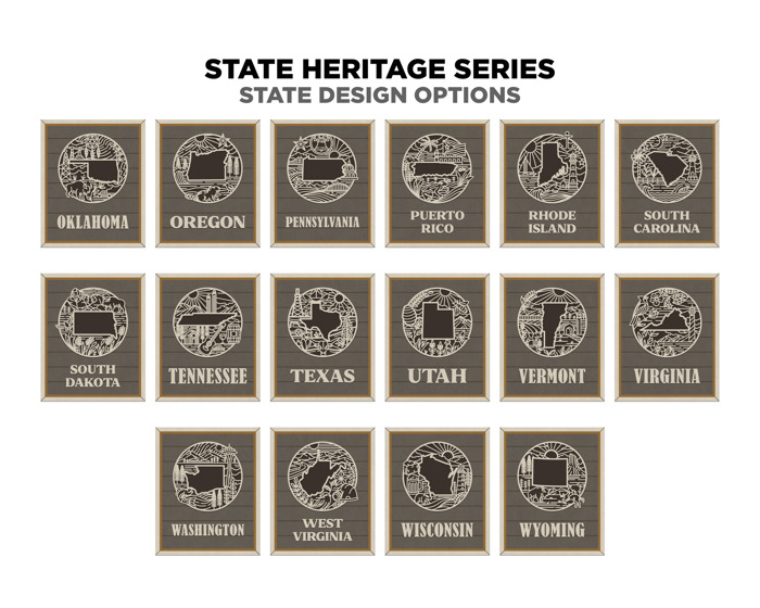 State Heritage Collection – Handcrafted Wooden State Signs & Ornaments | 52 Designs Including All 50 States, Puerto Rico & Guam