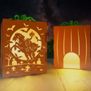 Headless Horseman Haunt-O-Lanterns – 3D Pumpkin Light Boxes | Handmade Birch Halloween Décor | Spooky Tea Light Lantern with Faces or Haunted Scenes