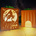 Werewolf Haunt-O-Lanterns – 3D Pumpkin Light Boxes | Handmade Birch Halloween Décor | Spooky Tea Light Lantern with Faces or Haunted Scenes