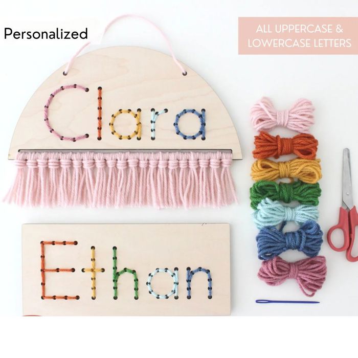 Personalized Name Yarn Embroidery Sewing Set – Kids' First Sewing Project- Personalized Gift