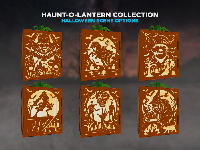 Haunt-O-Lanterns – 3D Pumpkin Light Boxes | Handmade Birch Halloween Décor | Spooky Tea Light Lantern with Faces or Haunted Scenes