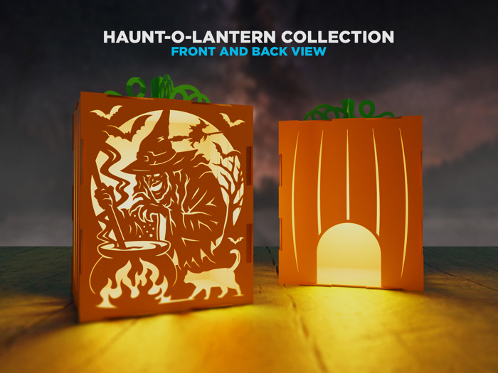 Haunt-O-Lanterns – 3D Pumpkin Light Boxes | Handmade Birch Halloween Décor | Spooky Tea Light Lantern with Faces or Haunted Scenes