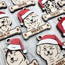  Custom Dog Breed Christmas Ornaments – Handcrafted Birch with Santa Hat 🐾🎄