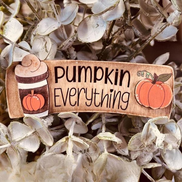 Pumpkin Everything Hair Claw Clip – Hand-Painted Wooden Design (4 Inches)