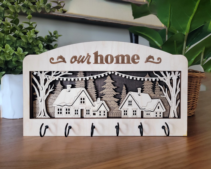 Interchangeable Key Hanger | Seasonal Holiday Wall Organizer | Handmade Birch Key Holder OBX