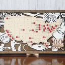 Customizable Stadium Series Baseball Stadium Travel Checklist Map – 18" x 10" Engraved Wooden US Map with Customizable Nameplate