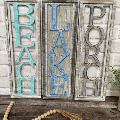 Vertical Beach · Lake · Porch Baltic Birch Wood Sign