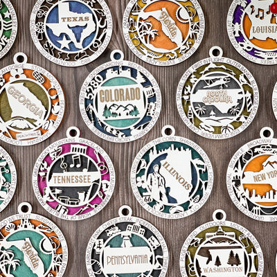 Handmade State Pride Christmas Ornaments and Car Charms 