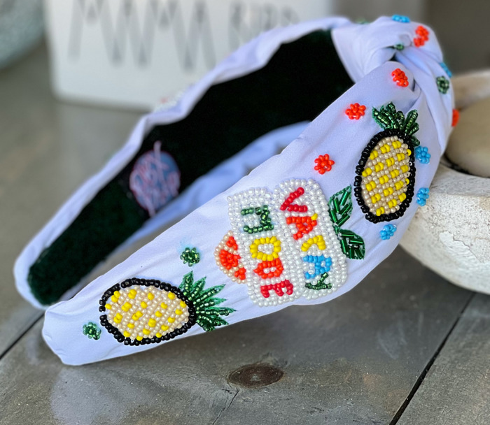 Vacay Vibes Pineapple Seed Beaded Top Knot Headband