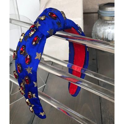 Independence Day Jeweled Top Knot Blue & Gold Star Headband – OBX Prep Exclusive
