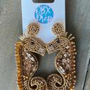  Gold Seahorse Seed Beaded Dangle Earrings