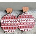  Christmas Round Wood Dangle Earrings