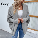 Gray Small Women's Batwing Sleeve Knit Loose Cardigan