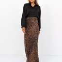  Satin Leopard Print Maxi Dress