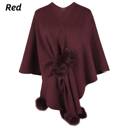 Red Women's Shawl Wrap Poncho Sweater