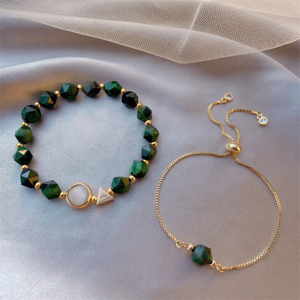 Two Piece Adjustable Green Bracelet