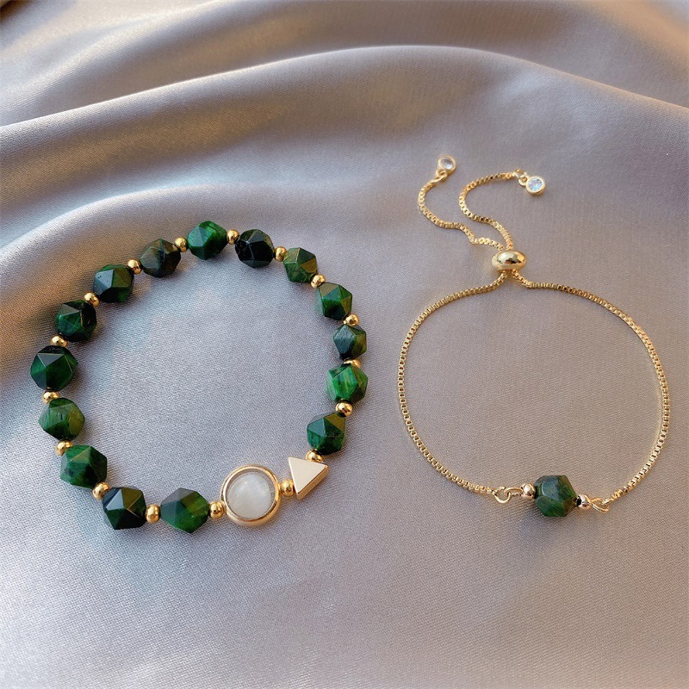 Two Piece Adjustable Green Bracelet