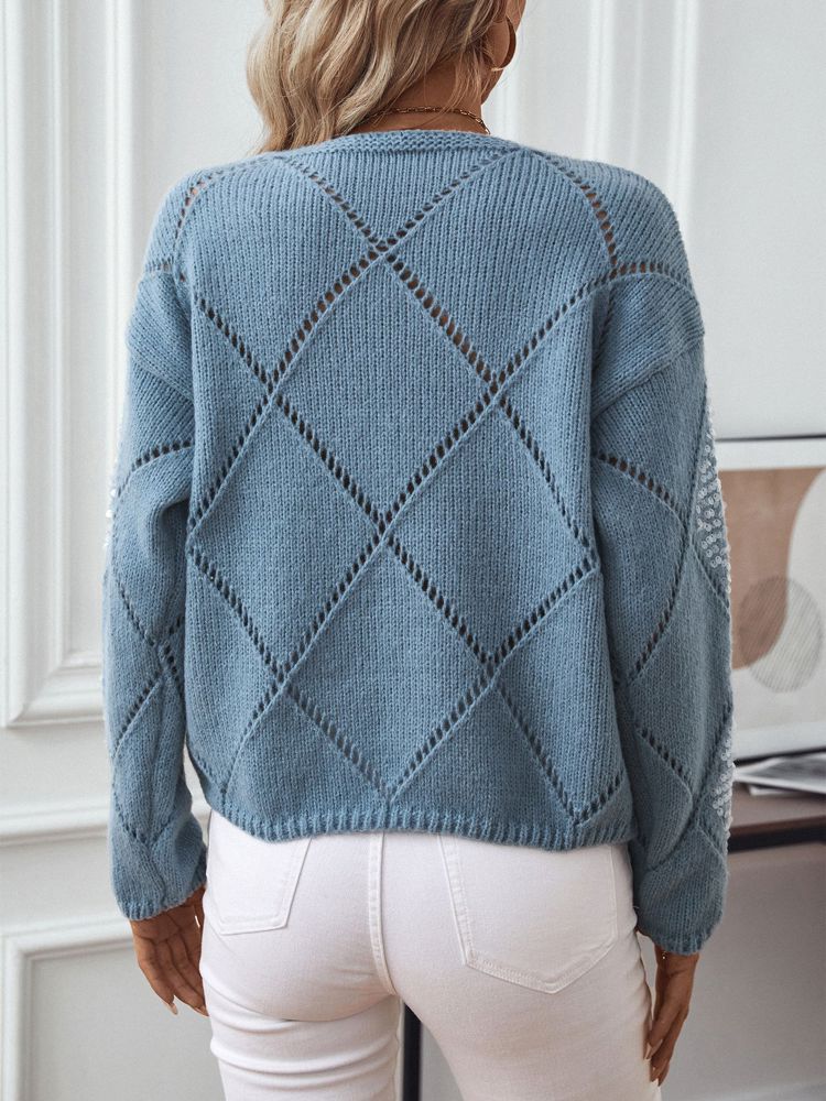 Openwork Sequin Knit Sweater