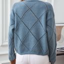 Blue Small Openwork Sequin Knit Sweater