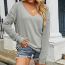  Women's Long Sleeve V Neck Knit Sweater