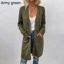 Army Green Small Twist Knitted Cardigan Sweater