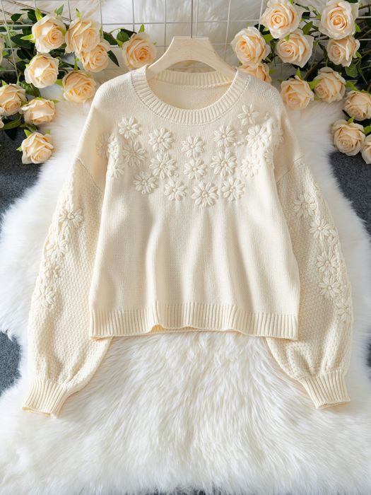 Women's Daisy  Acrylic Knit Sweater