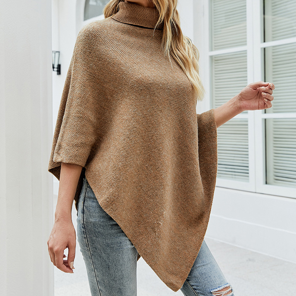 Womens Turtleneck Poncho Sweater