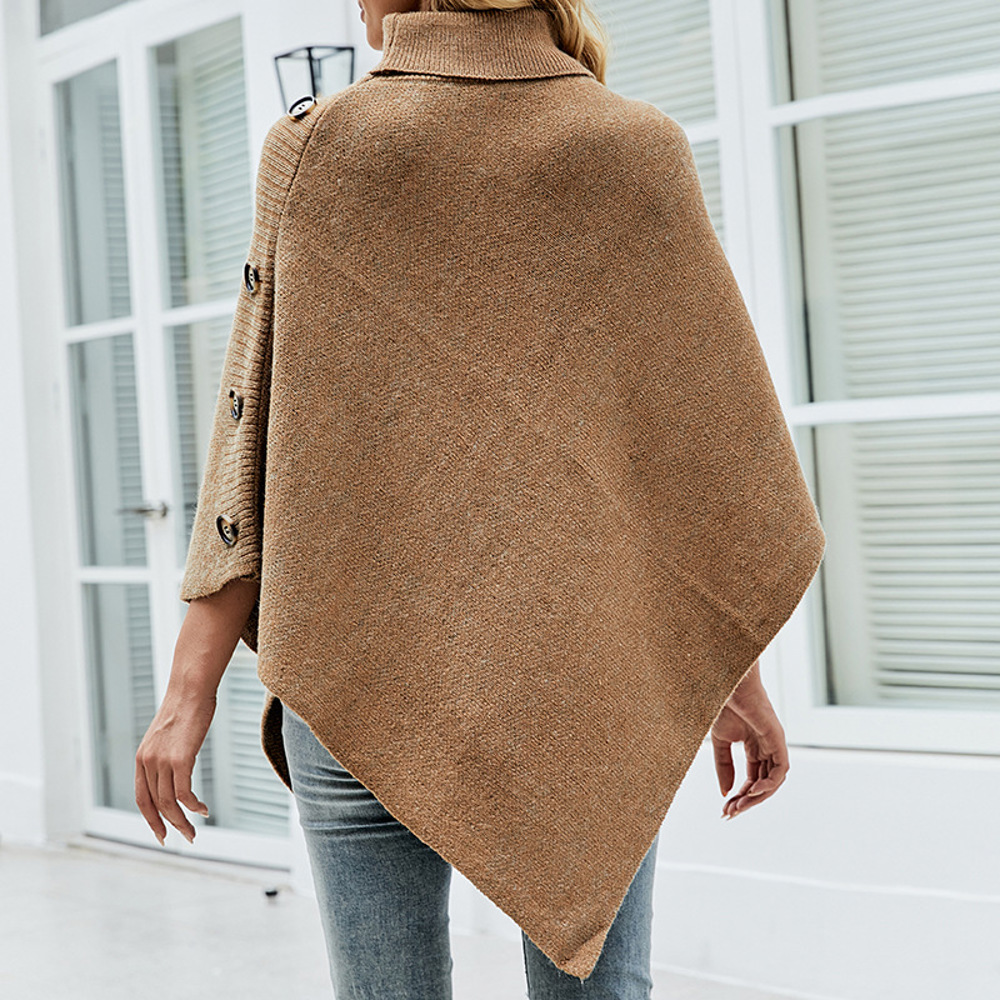 Womens Turtleneck Poncho Sweater