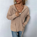  Womens Hooded Zip Knit Sweater Cardigan