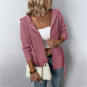  Womens Hooded Zip Knit Sweater Cardigan