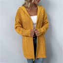 Yellow Small Women's Open Front Cable Knit  Sweater