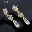 Gold Waterdrop Zircon Earrings