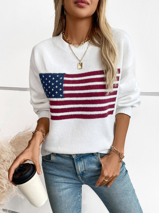 Women's Flag Knit Pullover Sweater