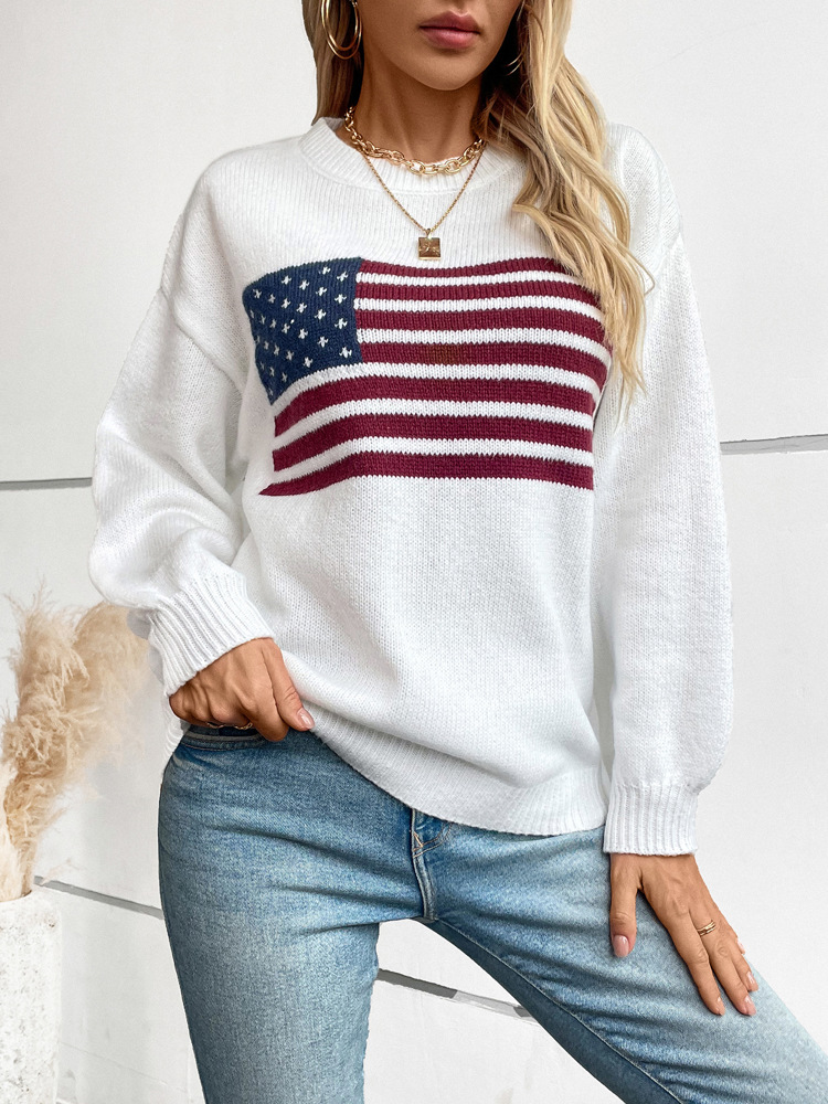 Women's Flag Knit Pullover Sweater