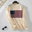 Apricot Small Women's Flag Knit Pullover Sweater