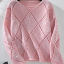 Pink Small Openwork Sequin Knit Sweater