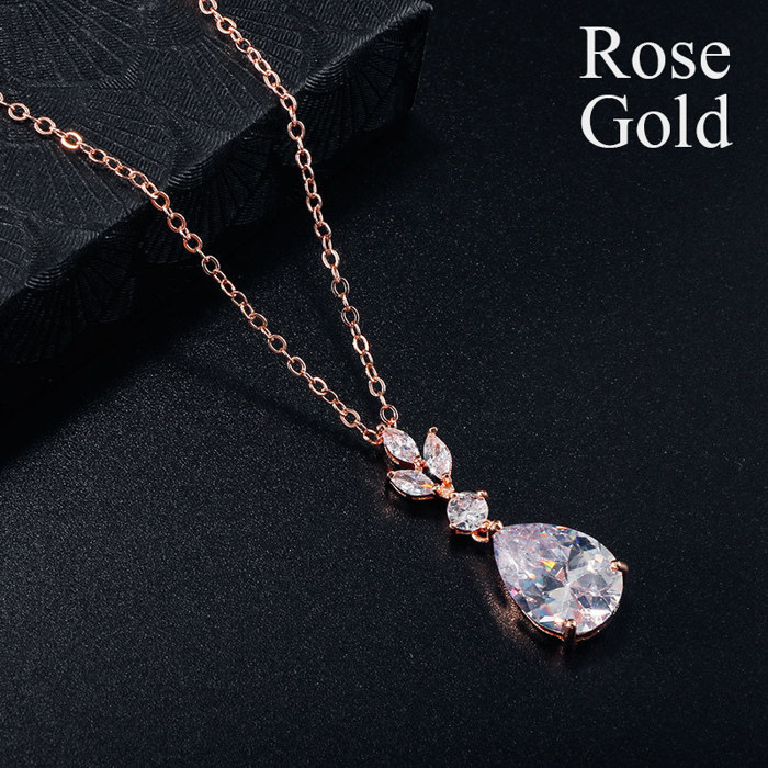 Water Drop Zircon Pendant Necklace