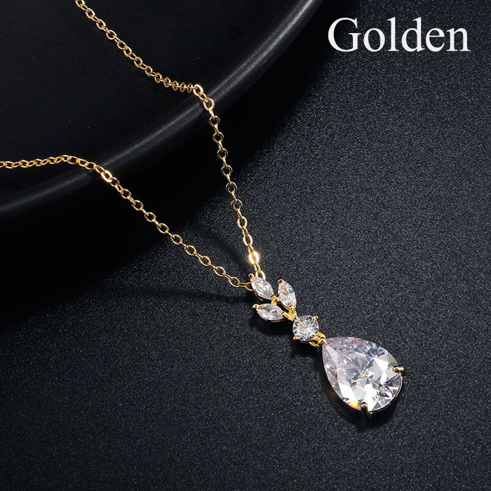 Water Drop Zircon Pendant Necklace