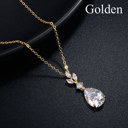 Gold Water Drop Zircon Pendant Necklace