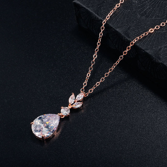 Water Drop Zircon Pendant Necklace