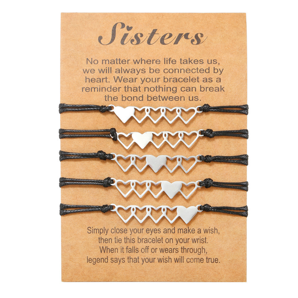 5 sisters gift Card Braided Bracelet