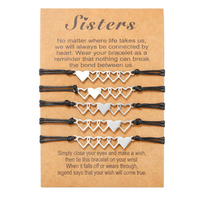 5 sisters gift Card Braided Bracelet