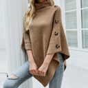 Khaki Womens Turtleneck Poncho Sweater