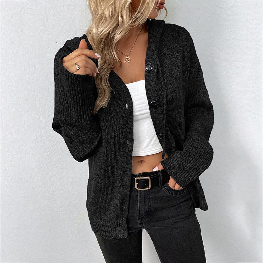 Hooded Knit Sweater Cardigan