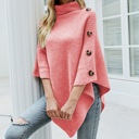 Pink Womens Turtleneck Poncho Sweater