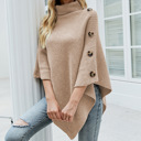 Apricot Womens Turtleneck Poncho Sweater