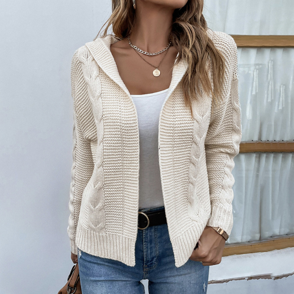 Women Hooded Cardigan Knitted Coat