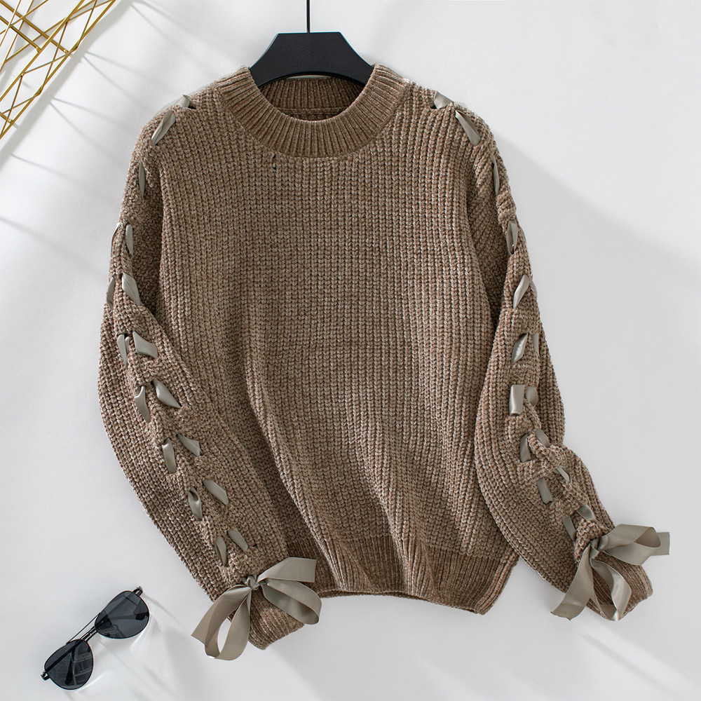 Women Sweater with Arm Lace Up