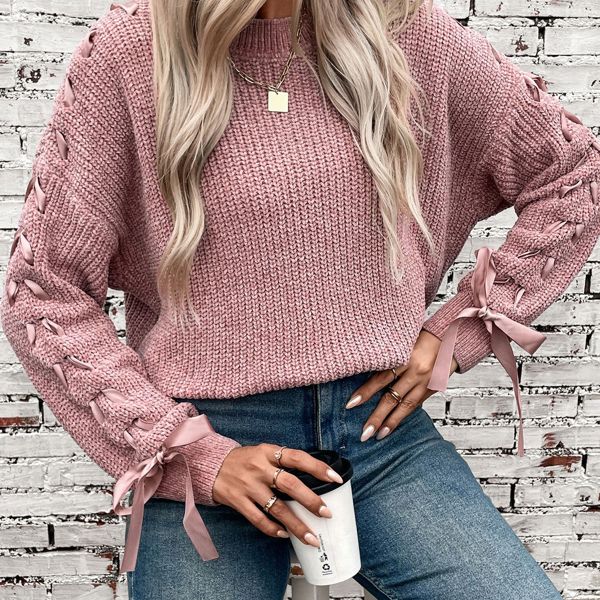 Women Sweater with Arm Lace Up